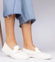 Gemre White women's loafers with a gold ornament Senna