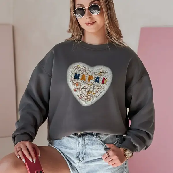 Bluza damska oversize z sercem SERDUCHOVA grafitowa Dstreet
