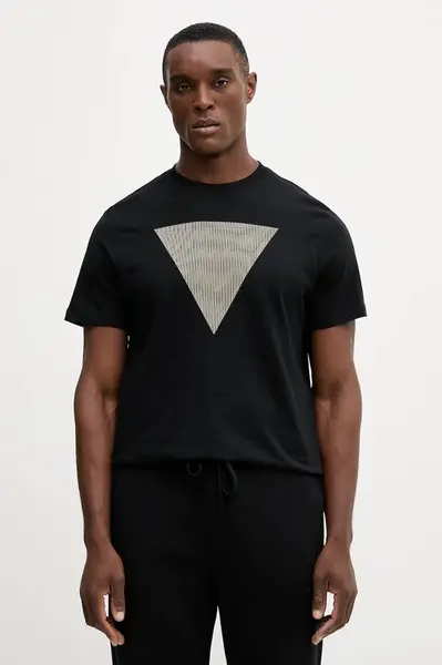 Bavlněné tričko Guess pánské, černá barva, s potiskem, M5BI04 I3Z14