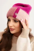 Kesi Dámská čepice barevná z viskózy s ozdobným knoflíkem fuchsie + tmavě růžová