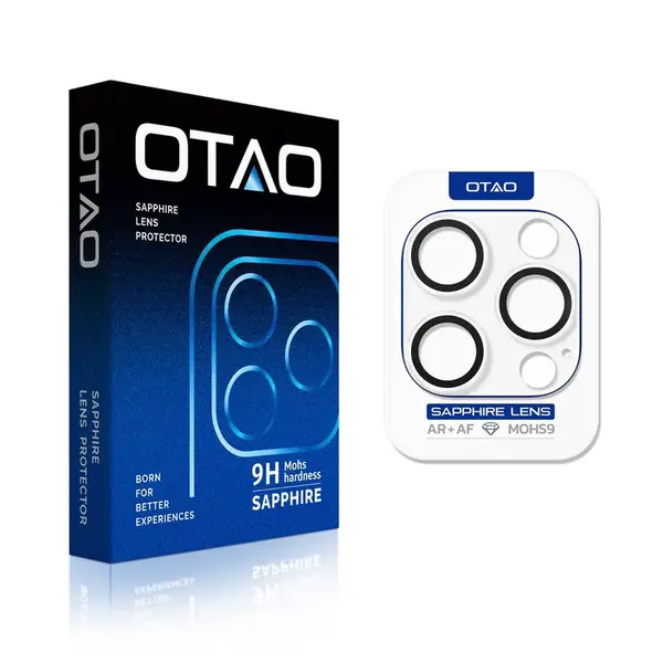 OTAO Sapphire sklo na čočku fotoaparátu, iPhone 15 / 15 Plus, černé