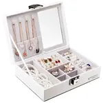 Troli Moderná biela šperkovnica so zrkadielkom