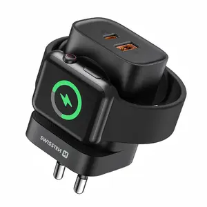 SWISSTEN SÍŤOVÝ ADAPTÉR 1xUSB-A, 1xUSB-C a  Apple Watch
