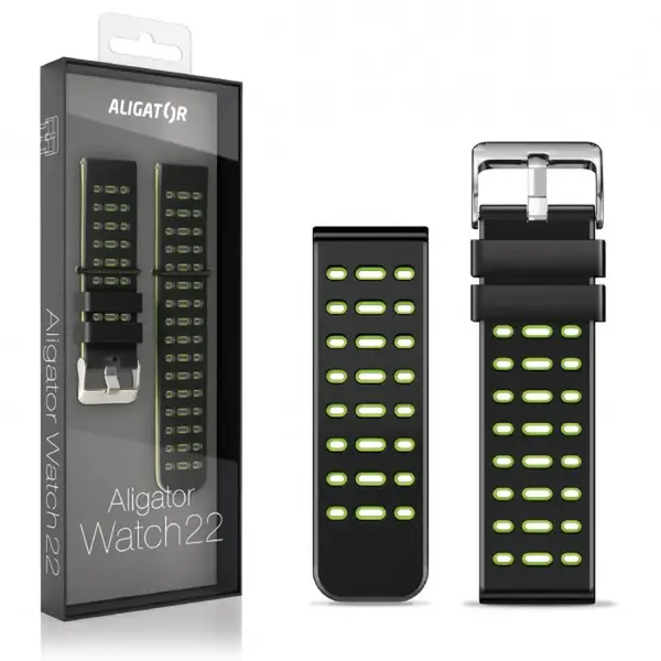 Silikonový řemínek duální ALIGATOR 22mm, zelená