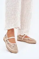Boto Síťové espadrilky s vyšíváním na platformě béžové Laxisa