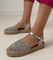 Gemre Silver perforated espadrille sandals Santos