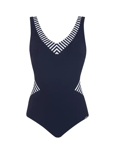SUNFLAIR Jednodielne plavky  tmavomodrá / biela