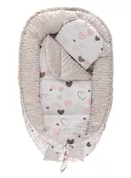 Bomimi HARMO Hniezdočko pre bábätko s vankúšom minky, SRDCIA sivá