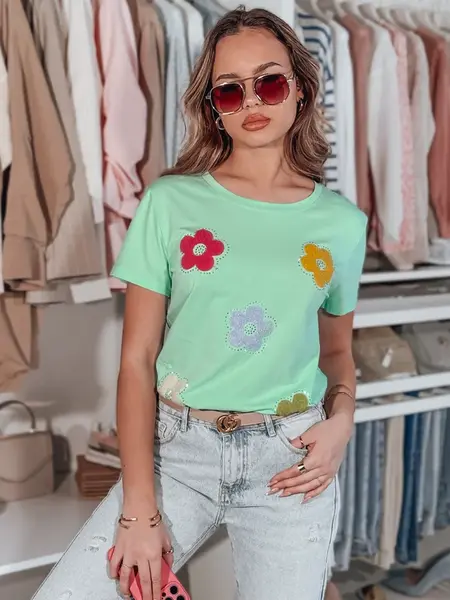 T-shirt damski w kwiaty DAISYLA miętowy Dstreet