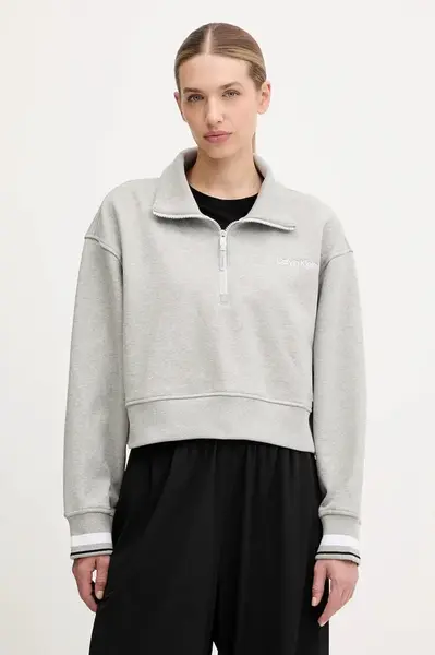 Mikina Calvin Klein Performance dámská, šedá barva, hladká, LVGWF5W310