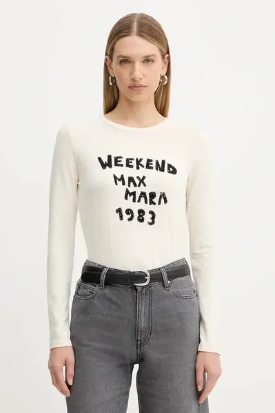 Tričko s dlouhým rukávem Weekend Max Mara RENOIR béžová barva, 2525946032600