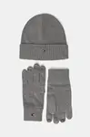 Čepice a rukavice s příměsí kašmíru Tommy Hilfiger 2-pack šedá barva, AM0AM13806