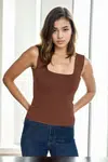 60108 Dewberry Womens Sleeveless Blouse - Strappy Tank Top-BROWN