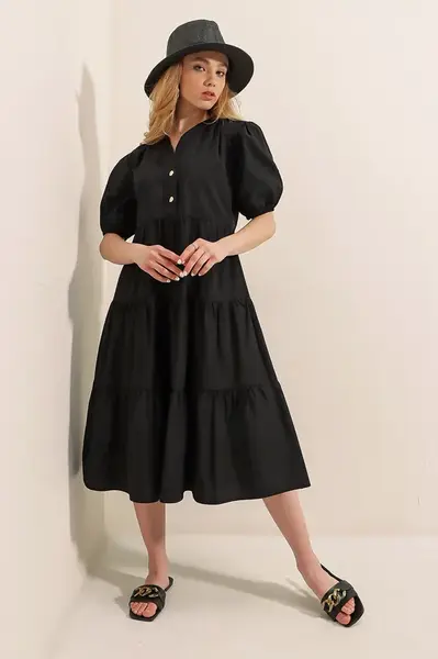 Bigdart 1937 Watermelon Sleeve Layered Dress - Black