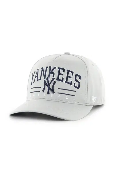 Bavlněná baseballová čepice 47 brand MLB New York Yankees šedá barva, s aplikací, B-RSCOE17GWP-GY