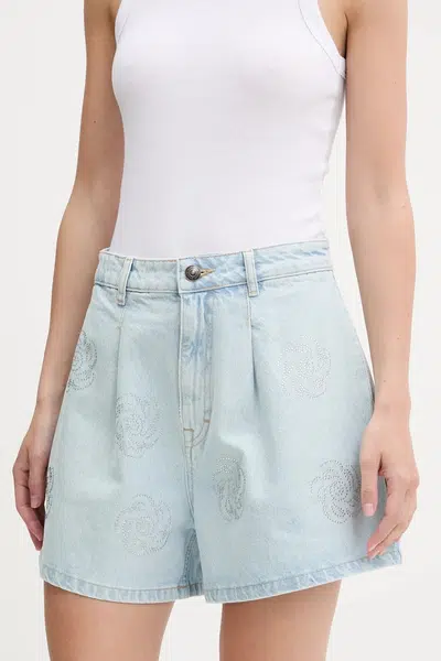 Džínové šortky Rotate dámské, modrá barva, s aplikací, high waist, 1138241468