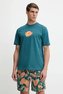 Bavlněné tričko adidas Originals Graphic Tee pánské, tyrkysová barva, s potiskem, KC4940