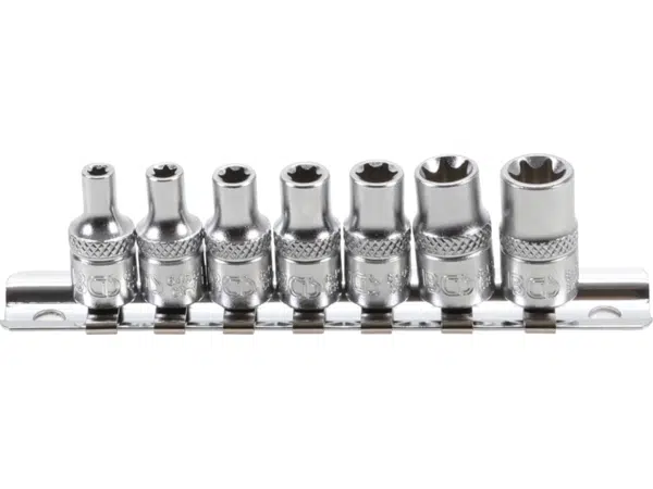 BGS Technic BGS 6402 Nástrčné hlavice 1/4" E-profil E4 ÷ E11. Sada 7 dílů na kolejnici