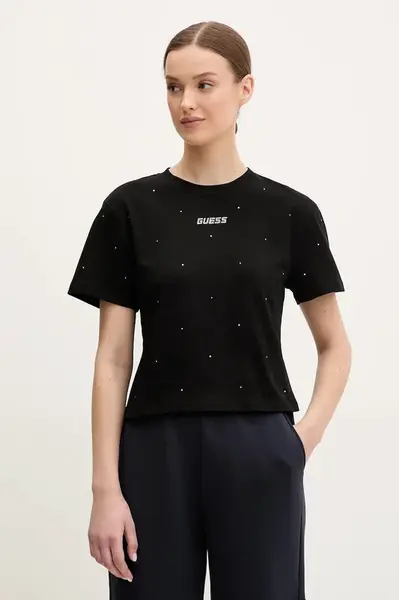 Bavlněné tričko Guess PRIMULA černá barva, V5GI00 I3Z14