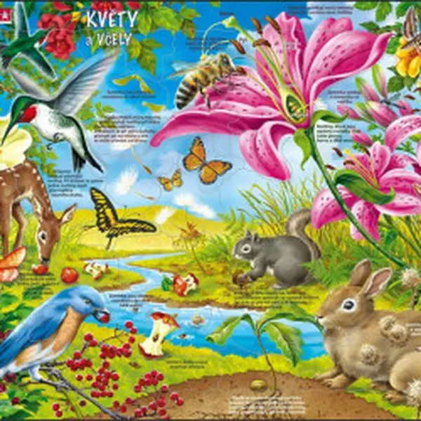 Puzzle MAXI - Květiny a včelky/55 dílků
