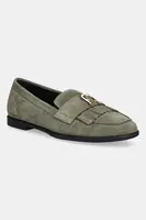 Semišové mokasíny Furla Chic Loafer dámské, zelená barva, na plochém podpatku, YJ74HIC Y61000 2810S
