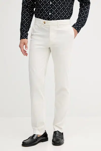 Kalhoty Tommy Hilfiger pánské, béžová barva, ve střihu chinos, MW0MW39726