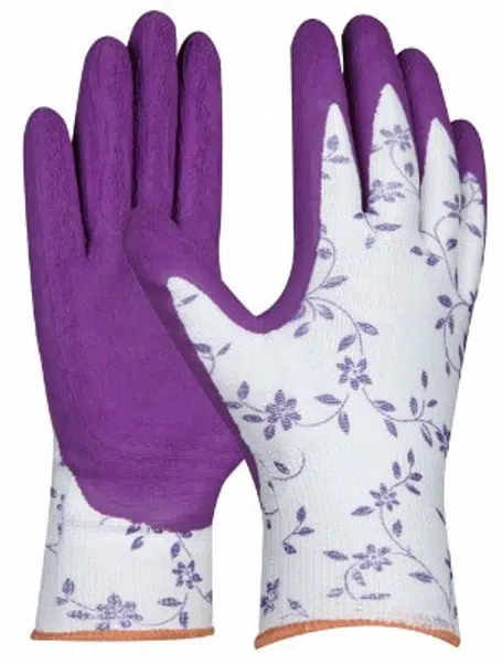 GEBOL - FLOWER LILA zahradní rukavice s latexovou vrstvou - velikost 8 (blistr) Velikost: 7