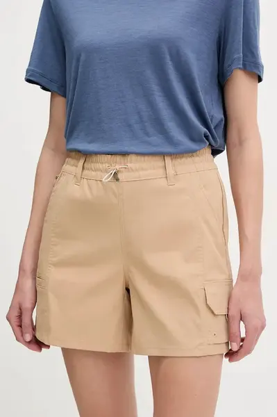 Outdoorové šortky Columbia Weekend Rays zelená barva, high waist, 2114784