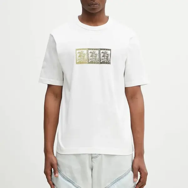 Bavlněné tričko Norse Projects Holger Post Stamp Print T-Shirt bílá barva, s potiskem, N01.0686.0001