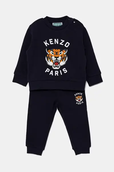 Bavlněná tepláková souprava pro miminka Kenzo Kids tmavomodrá barva, K60935