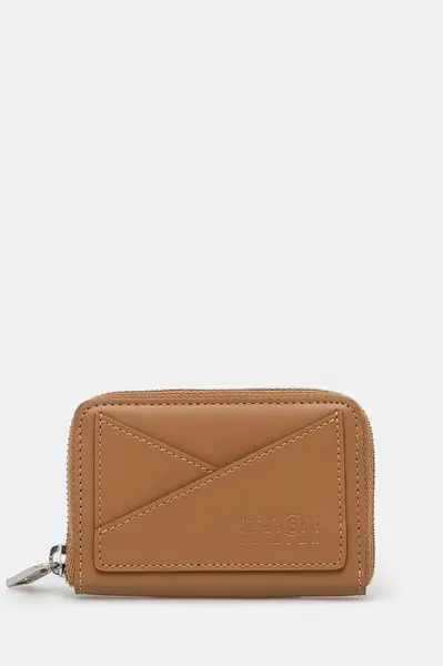 Kožená peněženka MM6 Maison Margiela hnědá barva, SA6UI0016.P7183