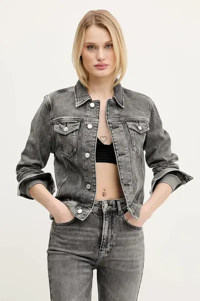 Džínová bunda Moschino Jeans šedá barva, přechodná, 0512 3219