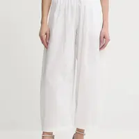 Bavlněné kalhoty Pinko dámské, bílá barva, široké, high waist, 105210 A2LD