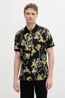 Bavlněné polo tričko Versace Jeans Couture pánské, černá barva, 78GAG6S0 JS460