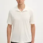 Polo tričko se lněnou směsí Sisley pánské, béžová barva, 3D8FS300W