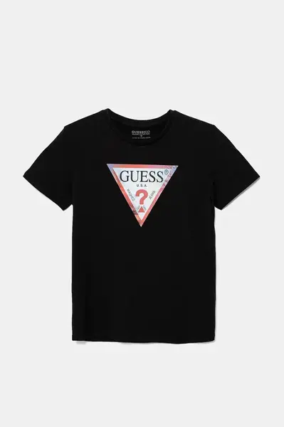 Dětské bavlněné tričko Guess černá barva, s potiskem, L5GI26 K8HM4