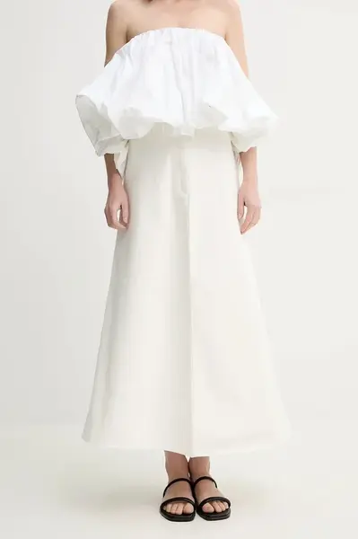 Džínová sukně By Malene Birger CARLAS béžová barva, maxi, áčková, 103267