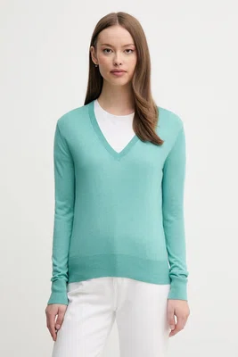 Svetr z hedvábné směsi United Colors of Benetton dámský, tyrkysová barva, 1ZRED402L