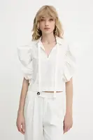Bavlněná halenka Silvian Heach SUHAT dámská, bílá barva, hladká, CVP25028CA