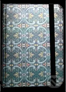 Zápisník s gumičkou - modrostříbrný ornament