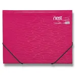 Tříchlopňové desky s gumou FolderMate Nest, A4 - růžové