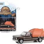 1986 GMC Sierra Classic 1500 Pickup Truck Dark Brown Metallic with Modern Truck Bed Tent "The Great Outdoors" Series 3 1/64 Diecast Model Car by Gree