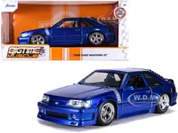 1989 Ford Mustang GT 5.0 Candy Blue with Silver Stripes "Bigtime Muscle" 1/24 Diecast Model Car by Jada