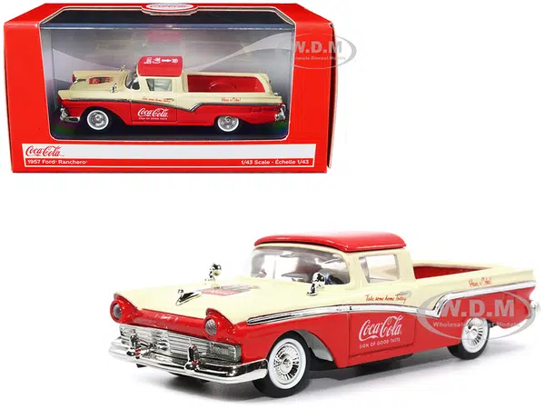 1957 Ford Ranchero "Coca-Cola" Red and Cream 1/43 Diecast Model Car by Motor City Classics