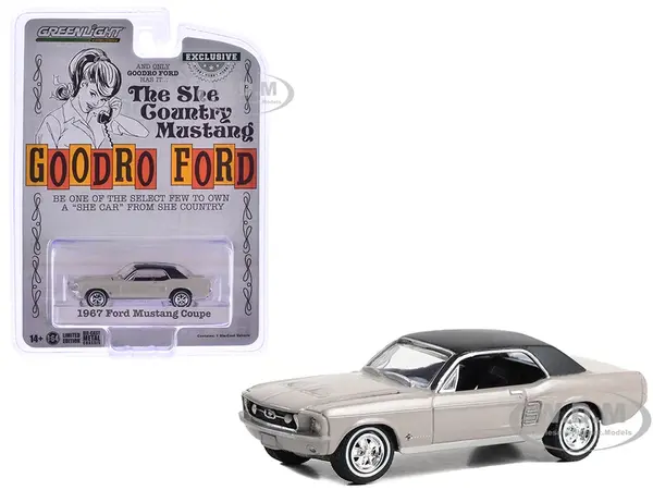 1967 Ford Mustang Coupe "She Country Special - Bill Goodro Ford Denver Colorado" Autumn Smoke with Black Top "Hobby Exclusive" Series 1/64 Diecast Mo