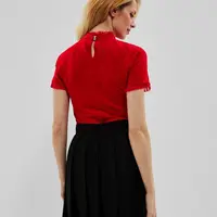 Marisse Blouse With Ruffles At The Neckline And Sleeves Z-Ts-3653 D.Red