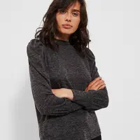Marisse Melange Sweatshirt With Puff Sleeves Z-Bl-3616 Graphite Mel
