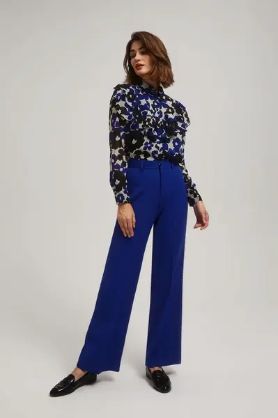 Marisse Blue Wide-Leg Creased Trousers