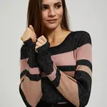 Striped sweater with metallic thread