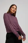 Marisse Patterned Fuchsia Turtleneck Blouse